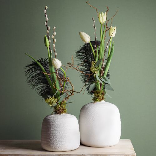 Product Flower Vase, Ceramic Vase, Decorative Vase White Ø22cm H22.5cm