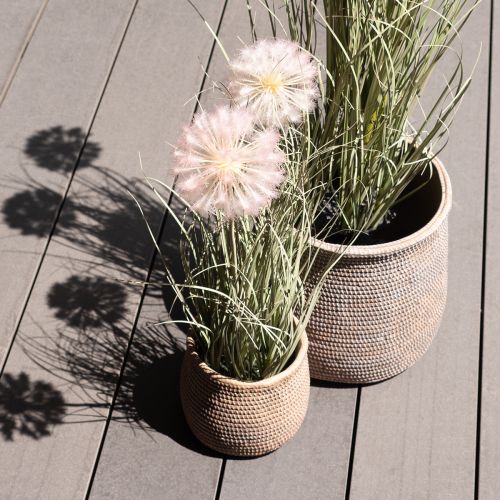 Floristik24 Boho flowerpot braided pattern planter ceramic Ø12cm H14cm 2pcs