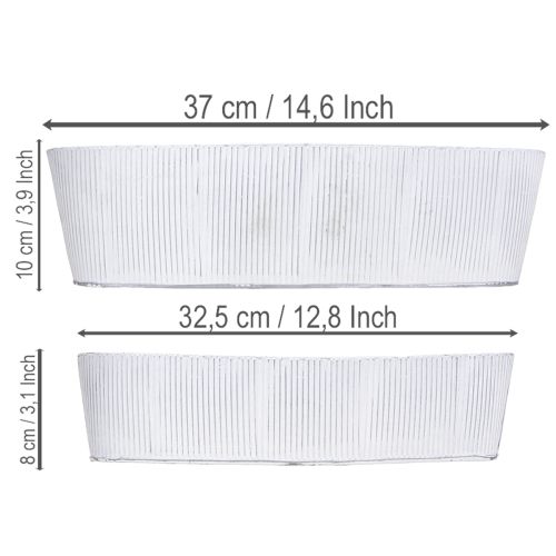 Product Oval metal bowl in white and silver, 32.5cm/37cm, set of 2.