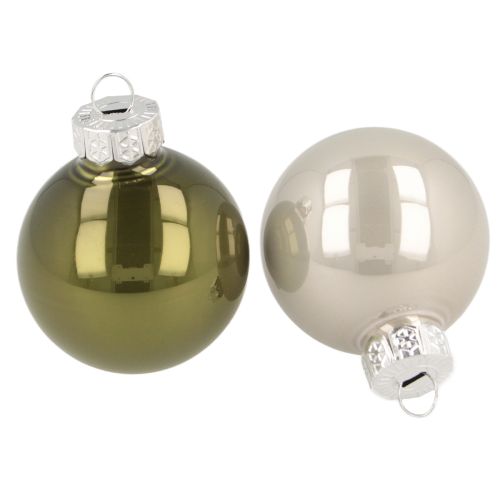 Tree balls mini Christmas balls glass green silver 4 cm 24 pcs
