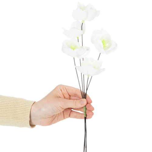 Product Christmas rose on wire, white, 50 pieces