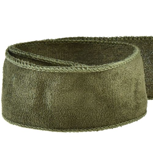 Floristik24 Fabric ribbon velvet decorative ribbon green jewelry ribbon W50mm L8m