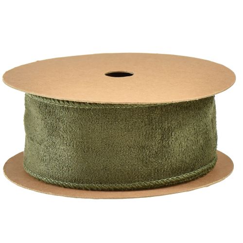 Floristik24 Fabric ribbon velvet decorative ribbon green jewelry ribbon W50mm L8m