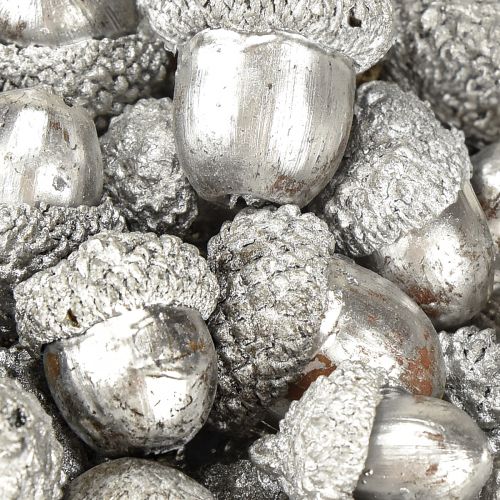 Product Decorative acorns silver, Advent decoration, natural autumn fruits, country house Ø1.5 – 2.5cm L1.5 – 3cm 300g