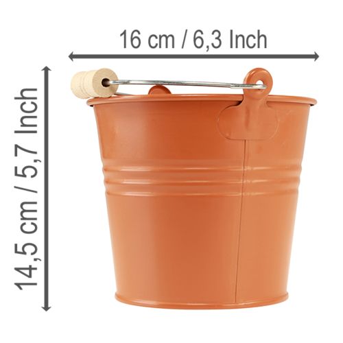 Product Decorative metal bucket/planter, orange-brown, Ø16cm, H14.5cm, 1.6L