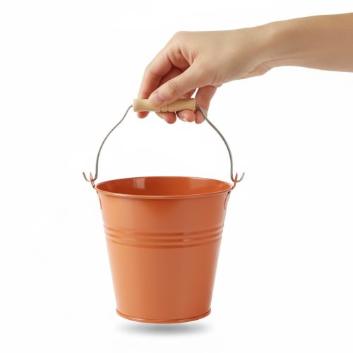 Product Decorative metal bucket/planter, orange-brown, Ø22cm, H21.5cm, 6L