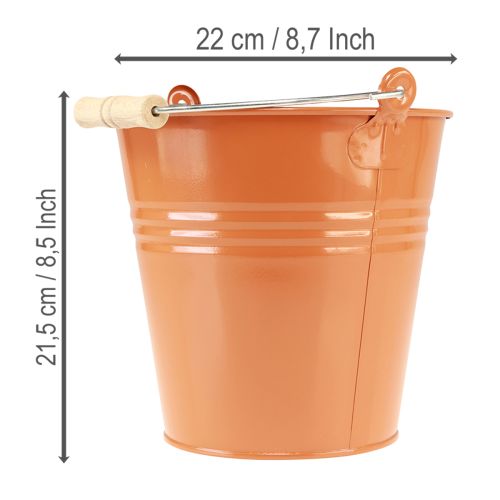 Product Decorative metal bucket/planter, orange-brown, Ø22cm, H21.5cm, 6L