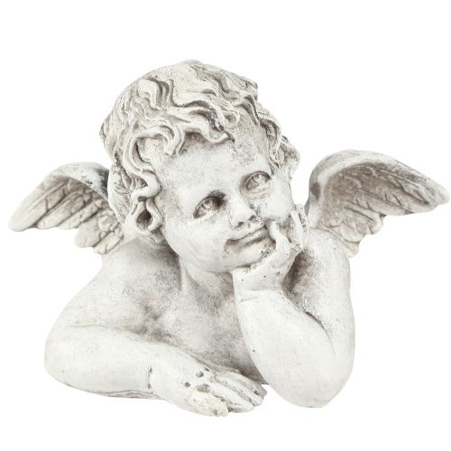 Floristik24 Decorative angel figure polyresin grave decoration grey white H6cm 3 pcs
