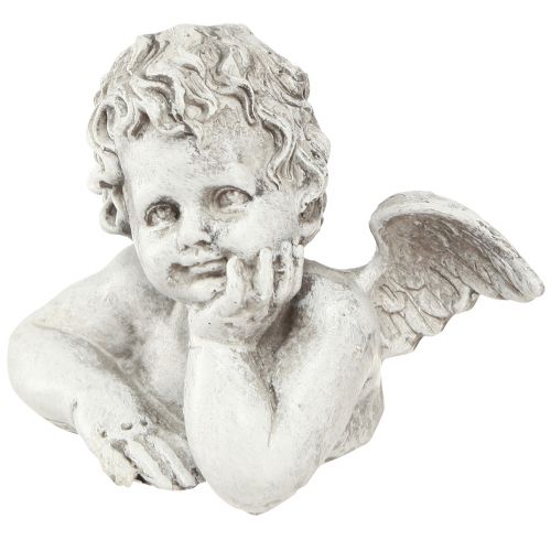 Product Decorative angel figure polyresin grave decoration grey white H6cm 3 pcs