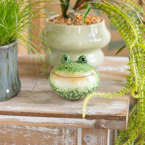 Product Decorative frog figurine for playful home and garden decoration, green, 11cm, 2 pieces