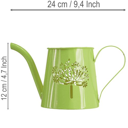 Decorative metal watering can, dandelion design, green, 12cm high, 2 pieces, decorative vase, shabby chic | Floristik24.ie