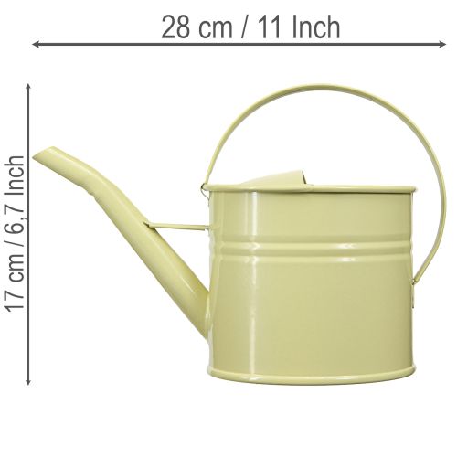 Decorative metal watering can, green/yellow, small, 28x13x17cm, 1.25l, vintage look, balcony decoration | Floristik24.ie