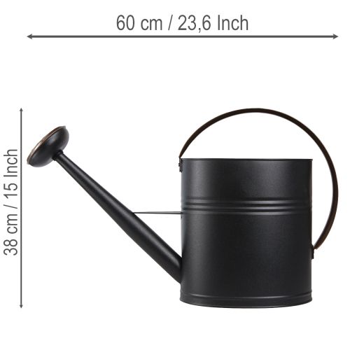 Decorative vintage metal watering can, black and olive green, 60x19x38cm, eye-catching for balcony or conservatory | Floristik24.ie