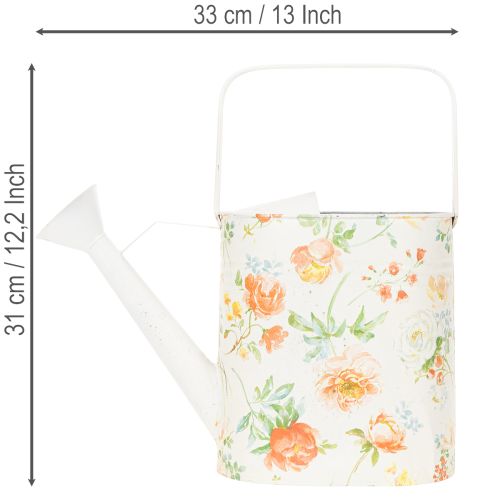 Vintage decorative metal watering can with rose motif, summer garden decoration, nostalgic planting can, H31.5 cm | Floristik24.ie