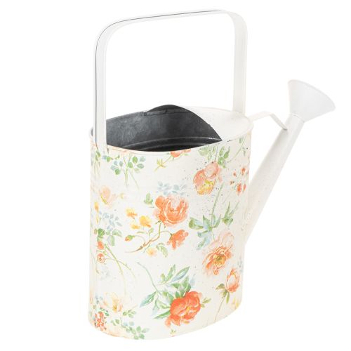Vintage decorative metal watering can with rose motif, summer garden decoration, nostalgic planting can, H31.5 cm | Floristik24.ie