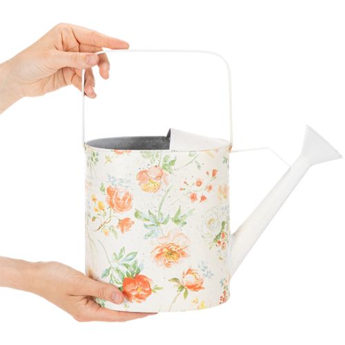 Vintage decorative metal watering can with rose motif, summer garden decoration, nostalgic planting can, H31.5 cm | Floristik24.ie