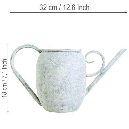 Decorative Watering Can Vintage Metal White Blue 32x11x18cm Decorative Accessory | Floristik24.ie