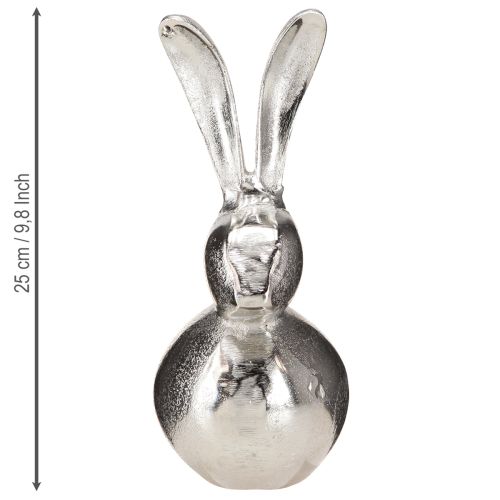 Product Metal Easter Bunny Round Silver coloured Ø12cm H25cm