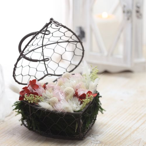 Product Decorative heart made of wire for filling, vintage grey, 14 x 13.5 cm