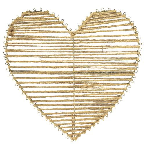 Decorative Heart Jute Natural for Christmas Decoration to Hang 20cm 4 Pcs