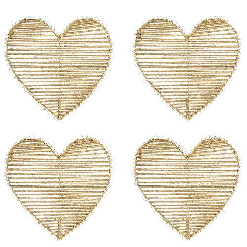 Product Decorative Heart Jute Natural for Christmas Decoration to Hang 20cm 4 Pcs