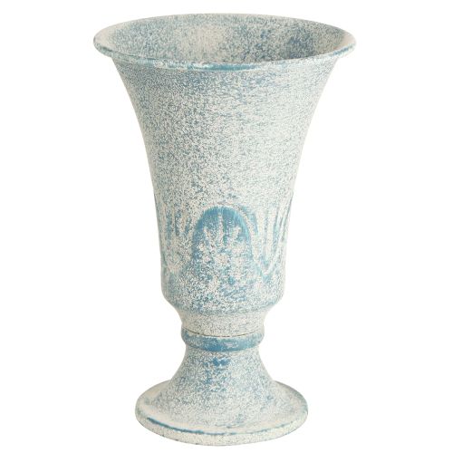 Product Decorative Chalice Antique White Blue Metal Table Decoration Ø11cm H17.5cm