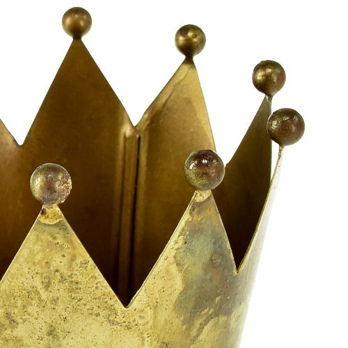Floristik24 Decorative crown metal flowerpot brass look Ø11cm/H10cm