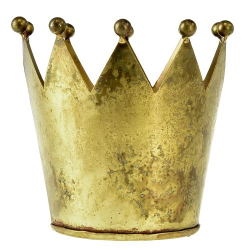 Floristik24 Decorative crown metal flowerpot brass look Ø11cm/H10cm