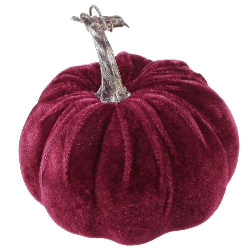 Floristik24 Decorative Pumpkins Flocked Burgundy Pink Ø13cm H11,5cm 3 pcs