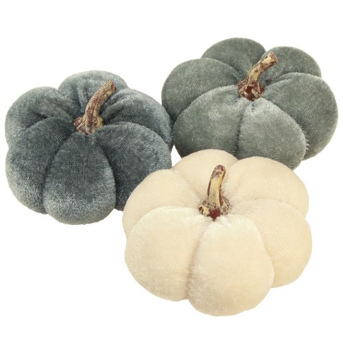 Product Decorative Pumpkins Fabric Velvet Cream Grey Autumn Ø7cm 9 pcs