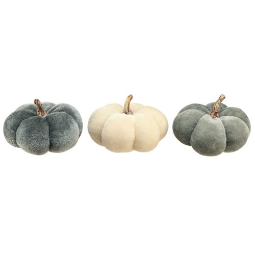 Product Decorative Pumpkins Fabric Velvet Cream Grey Autumn Ø7cm 9 pcs