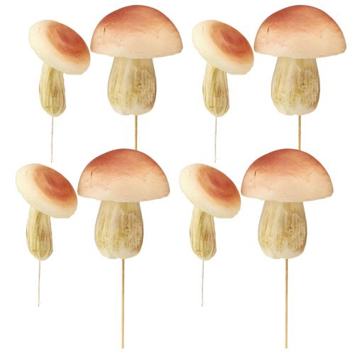 Product Decorative Mushrooms on Stick Small and Large Brown H10/11.5cm 8 pcs