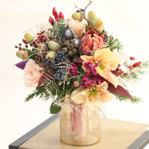 Product Decorative Protea artificial artificial flowers red-orange 34cm 3pcs