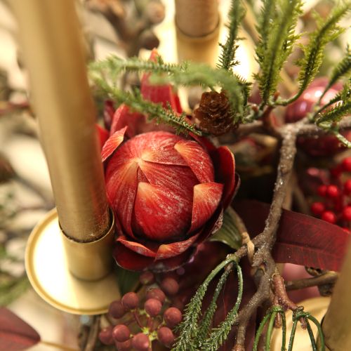 Product Decorative Protea artificial artificial flowers red-orange 34cm 3pcs