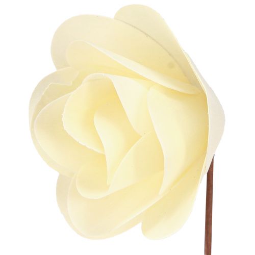 Decorative Roses Cream Artificial Roses Wooden Roses Ø7.5cm 12 pcs