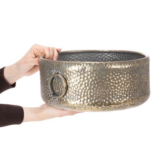 Product Decorative bowl, antique look, metal planter, golden, Ø37/31cm, set of 2