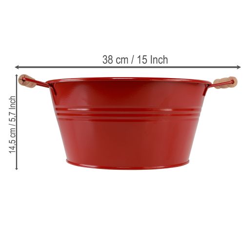 Product Decorative bowl with handles, metal flower bowl, red, Ø29cm, H14.5cm