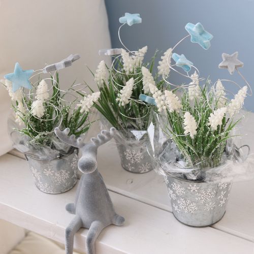 Product Decorative stars flocked scatter decoration blue Ø4/5cm 40 pcs