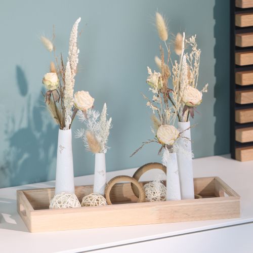 Product Decorative Tray Wood Mini Vases Ceramic White Gold 35x14cm