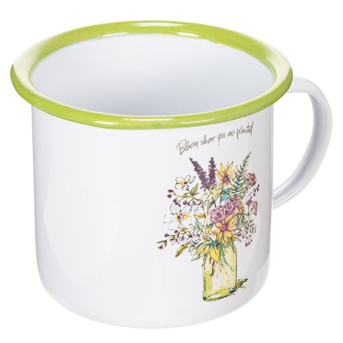 Decorative mug/plant pot, enamelled, Ø11.5cm H10cm
