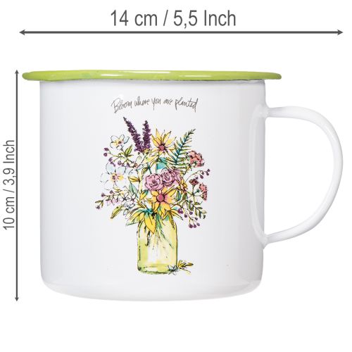Decorative mug/plant pot, enamelled, Ø11.5cm H10cm | Floristik24.ie