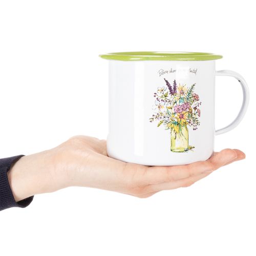 Decorative mug/plant pot, enamelled, Ø11.5cm H10cm | Floristik24.ie