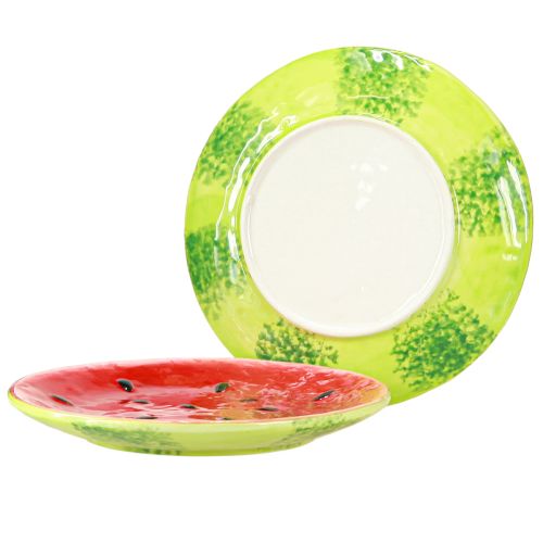 Floristik24 Decorative plate ceramic plate watermelon ceramic Ø16cm 2pcs