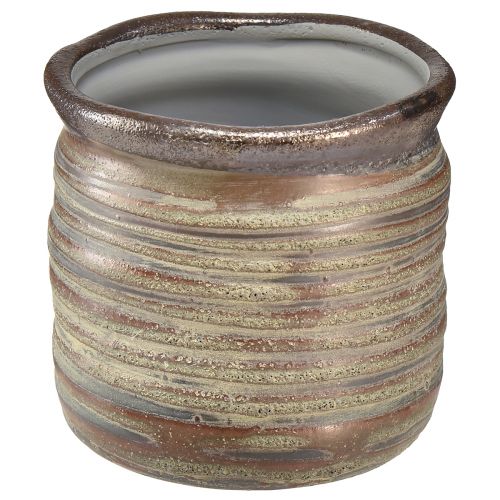 Product Decorative Planter Ceramic Metallic Brown Grey 10.5×10cm 2pcs
