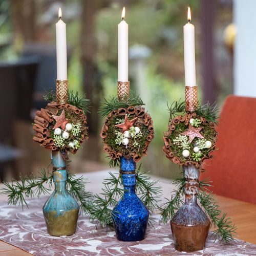 Product Decorative Vase Ceramic Blue Green Brown Ø8cm H18.5cm 3pcs