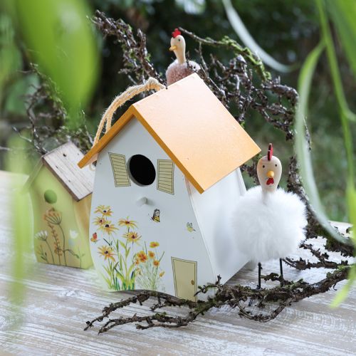 Floristik24 Decorative Birdhouse for Hanging White Yellow Summer H21cm 2pcs