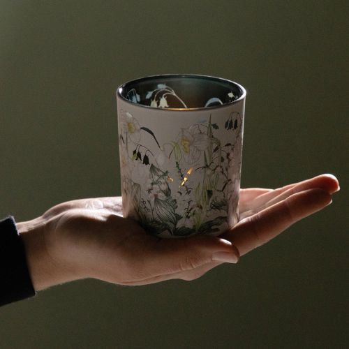 Product Decorative glass lantern with leaf design for stylish home accents, 8cm, 4 pieces