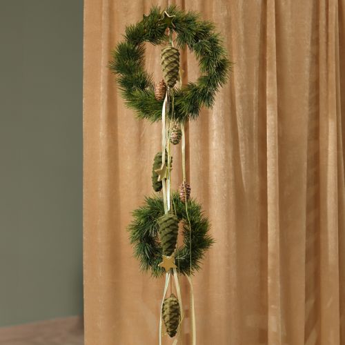 Product Decorative green pine cones, hangers, Christmas decoration, set of 6