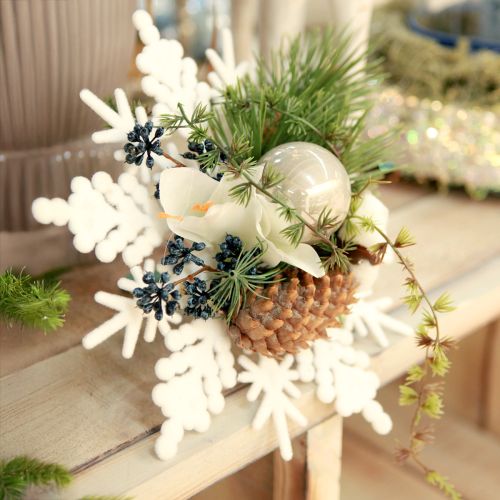 Product Decorative larch branch with cones, green, winter decoration 93cm, snowy, artificial Christmas branch