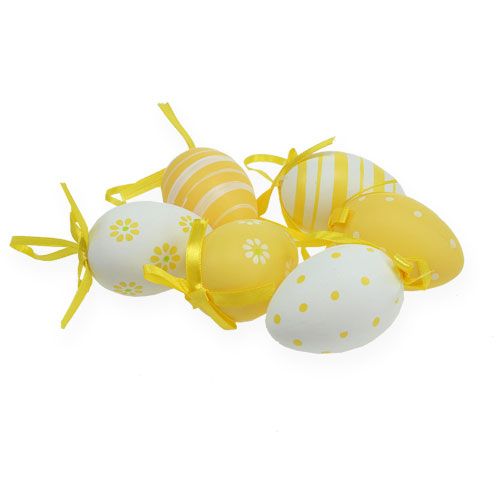 Floristik24 Decorative Easter eggs yellow, white ass. 6.5cm 12pcs